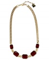 Complete your look with ravishing color. This necklace from Anne Klein adds romance with red plastic stones. Crafted in gold tone mixed metal. Approximate length: 17 inches + 2-inch extender.