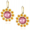 Betsey Johnson Pink Crystal Gem Flower Drop Earrings