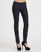 Super-skinny fit stretch denim in an easy pull-on style has the look of a jean and the fit of a legging.THE FITFitted from waist to hem Rise, about 7 Inseam, about 32THE DETAILSElastic waist Three-pocket style Signature stitching on back pockets Cotton/polyurethane/elastene Machine wash Imported