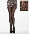 HUE Floral Net Tights, M/L, Deep Burgundy