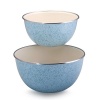 Paula Deen Signature Enamel on Steel 1.5-Quart and 3-Quart 2-Piece Mixing Bowl Set, Robin's Egg Blue Speckle