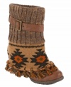 Snuggle up in the sweater-like fabric and tassels that cover the Cassandra booties by Muk Luks.