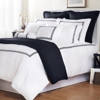 Roxbury Park Baratto Duvet Set King with Tripple Navy Embroidered Stripes