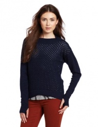 Rebecca Taylor Women's Mesh Stitch Pullover, Navy, Medium