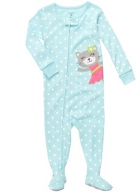 Carter's Polka Dot Kitty Pajamas TURQUOISE 12 Mo