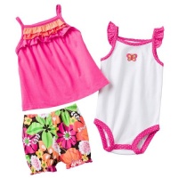 Carters Baby Girl 3 Piece Ruffled Tank Top, Bodysuit & Bloomers Set, Pink, 3 Months