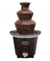 The life of the party! Break out this mini chocolate fondue fountain whenever you want to guarantee a good time. Simply add melted chocolate and let guests dip their favorite treats into the two tiers of indulgent chocolate. Holding over 2 pounds of chocolate, this fountain takes your party to the next level. 3-month warranty. Model CFF-965.