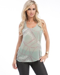 Mod 20 Women's Fleur & Chain Print Tank Aqua M(T5574W224)