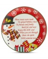 Spread holiday cheer with this Christmas Cut-Outs plate from Oneida. A cute cartoon snowman appears alongside a poem about sharing the spirit of the season.