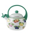 Bring the lush bounty of the French countryside to your kitchen with this charming tea kettle. Fresh summer fruits and a leaf garland adorn enamel-coated steel kettle from Villeroy & Boch serveware.