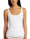 Hanro Women's Cotton Superior Narrow Strap Tank Top, White, Large