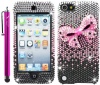 The Friendly Swede (TM) Bling Rhinestone Case for iPod Touch 5 + 4.5 Hot Pink Stylus + Tool + Retail Packaging (Hot Pink Bow)