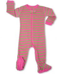 Leveret Footed Pink & Green Striped Pajama Sleeper 100% Cotton (Size 6M-5T)