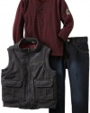 Calvin Klein Boys 2-7 Long Sleeve Tee And Jean Canvas Puffy Vest