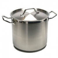 New Professional Commercial Grade 20 QT (Quart) Heavy Gauge Stainless Steel Stock Pot, 3-Ply Clad Base, Induction Ready, With Lid Cover NSF Certified Item