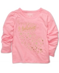 Colorful graphics on the front of these Osh Kosh tops will make her smile sweetly.