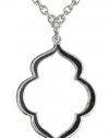 T Tahari Silver-Tone and Jet Pendant Necklace