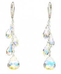 Sterling Silver Swarovski Elements Crystal Aurora Borealis Multi-Teardrop and Briolette Earrings