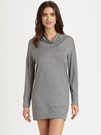 Inspired by athletic apparel, this cozy, lightweight style can be mixed and matched with seasonal favorites. Wide cowlneckDropped shouldersLong sleevesBanded cuffs and hemPull-on style53% polyamide/47% woolMachine washImported