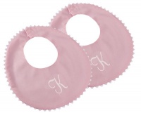 Princess Linens Garden Pique Bib, 2-pack - Baby Pink with White Rick Rack Trim-K