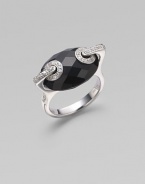 From the Lollidrops Collection. A lovely oval of faceted black onyx with signature grommets and bands set with shimmering pavé diamonds. Black onyx Diamonds, 0.31 tcw 18k white gold Length, about ¾ Width, about ½ Imported