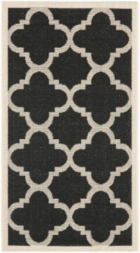 Safavieh CY6243-266 Courtyard Collection Indoor/Outdoor Area Rug, 2-Feet by 3-Feet 7-Inch, Black and Beige