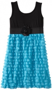 Ruby Rox Kids Girls 7-16 Eyelash Dress, Turquoise/Black, 14