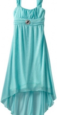 Ruby Rox Kids Girls 7-16 High Low Glitter Dress, Aqua, X-Large