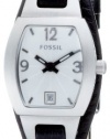 Fossil Women's JR9759 Skinny Black Leather Strap White Analog Dial Watch