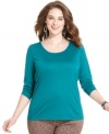 Layer your fave fall looks with American Rag's three-quarter-sleeve plus size top!