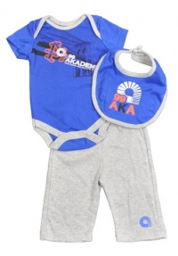 Akademiks Newborn Boys Royal Blue & Gray 3Pc Pant Set (6/9M)