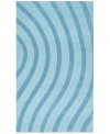 Abstract and absorbing, this cool blue rug adds movement to any room. Playful, wavy lines reverberate against a soft baby-blue ground, resounding with personality in your home.