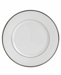 Pure refinement simply stated, the Mikasa Cameo Platinum dinnerware and dishes collection is shear elegance in classic form. Dazzling white china is delicately embellished with platinum band detailing. The understated style of this bread and butter plate works as well with other patterns as it does with the coordinating collection.