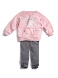 GUESS Kids Girls Little Girl Oversized Sweatshirt With Le, LIGHT PINK (2T)