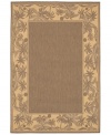 Create your own island retreat with this beige area rug, bordered in calming images of sand and palm trees. Great for patios, decks or vacation homes, the Recife rug can go almost anywhere! Power-loomed of Couristan's durable polypropylene blend, this soft piece is pet-friendly and resistant to mold and mildew.