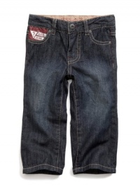 GUESS Kids Boys Toddler Five Pocket Jeans, DARK STONEWASH (24M)