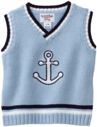 Hartstrings Baby-boys Newborn V-Neck Anchor Sweater Vest, Sky Sulphur, 3-6 Months