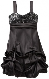 Ruby Rox Girls 7-16 Sequin Top Pick up Party Dress, Black/Silver, 14