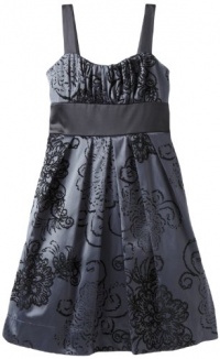 Ruby Rox Kids Girls 7-16 Flocked Party Dress, Charcoal/Black, 14