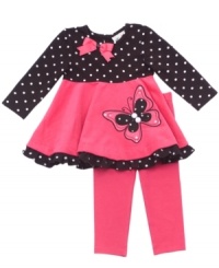 This tunic and leggings set by Rare Editions dresses your little butterfly up in pretty pinks and polka dots.