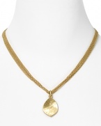 A gleaming hammered pendant finishes this multi-strand chain necklace from Lauren Ralph Lauren.