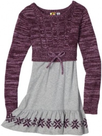 Roxy Kids Girls 7-16 Cozy Up 2-Fer Dress, Grey/Purple, X-Large