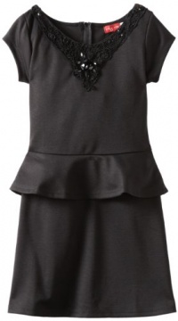 Ruby Rox Kids Girls 7-16 Ponte Peplum Dress, Black, 16