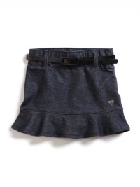 GUESS Kids Girls Knit Denim Flip Skirt with Belt, INDIGO (3T)