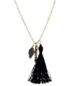 A brush with success. BCBGeneration's pendant necklace is crafted from gold-tone mixed metal with a black tassel for a simple piece of flair that works. Approximate length: 24 inches. Approximate drop: 1 inch.