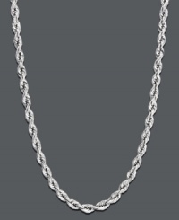 Get fit to be tied with this chic rope chain. Necklace features a hollow rope link crafted in 14k white gold. Approximate length: 20 inches. Approximate width: 1.8 mm.