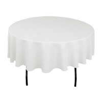 90 in. Round Polyester Tablecloth White