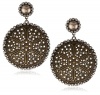 Liz Palacios Piedras Antique Swarovski Crystal and Pearl Circle Earrings