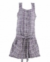 Epic Threads Sleeveless Plaid Shortall Purple Plaid Medium