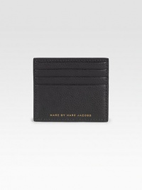 Textured calfskin leather with embossed logo detail.Four card slotsLeather4W x 3½HImported